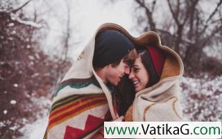 Love couple in winter