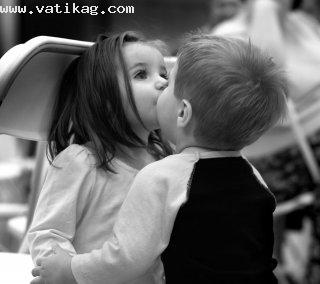 Cute kids kissing