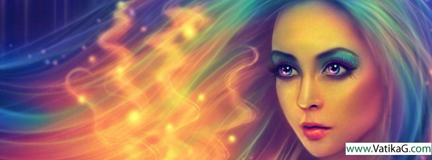 Colorful haired girl fb cover