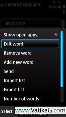 Nokia custom dictionary