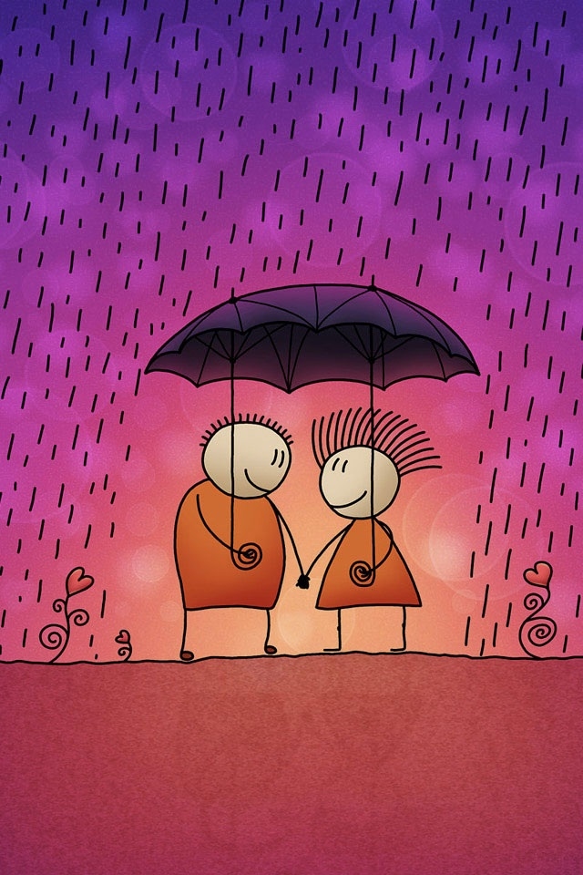 Love couple in rain 