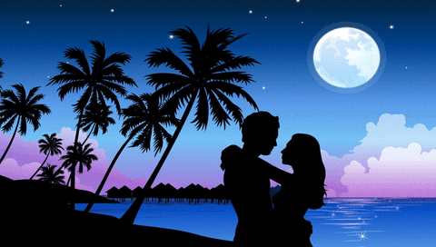 Romantic couple under moon 