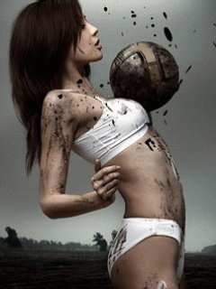 Hot model with football