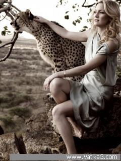Beautiful girl with tiger
