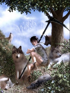 Boy with wolf